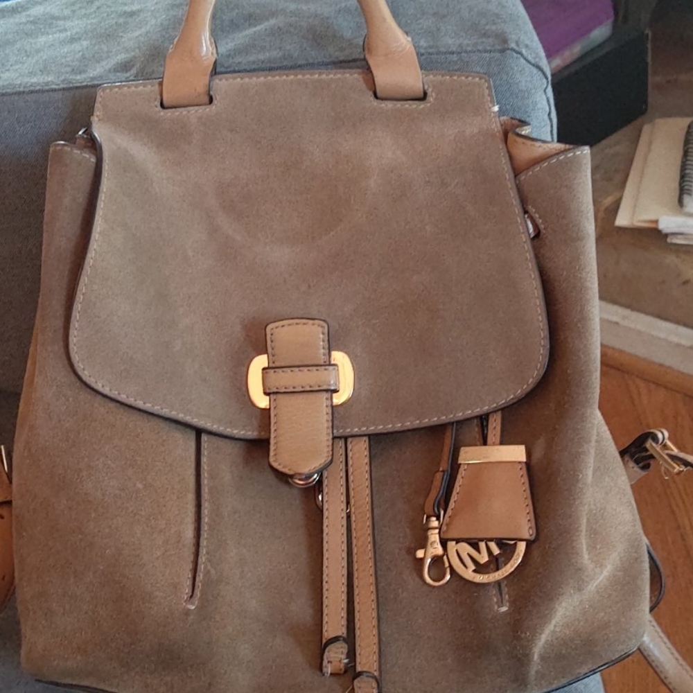 Michael Kors suede backpack w/ smooth leather back